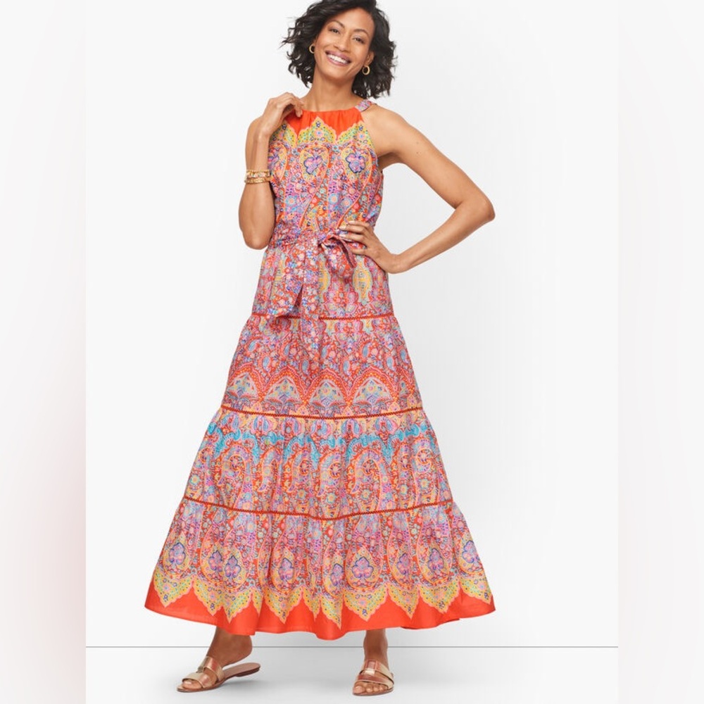 TALBOTS Tiered Halter Maxi Dress - Medallion